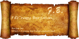 Fónagy Bertalan névjegykártya